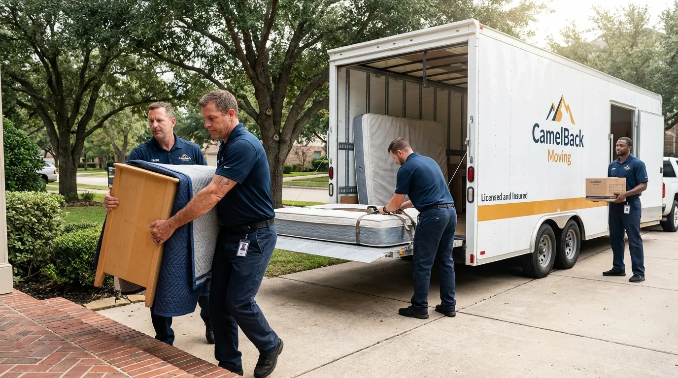 Crew loading residential truck for cross-state move from West Newton, PA